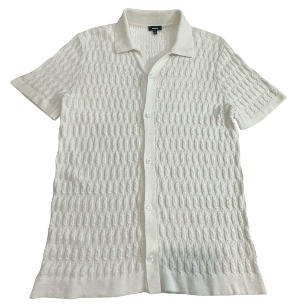 Express‎ Mens Ivory Cable Knit Shirt, M
